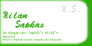 milan sapkas business card